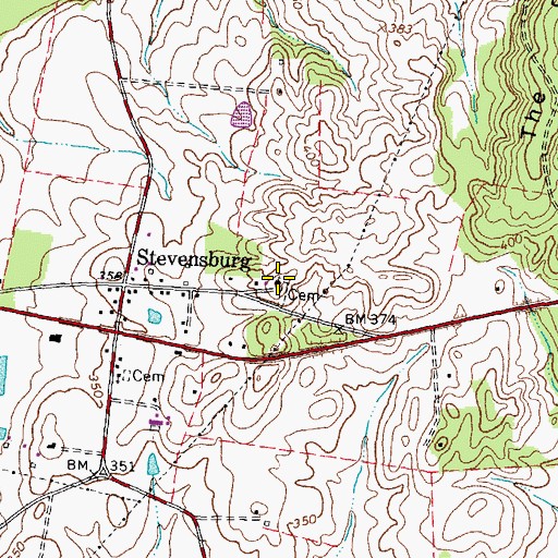 Topographic Map of Stevensburg Baptist Church, VA
