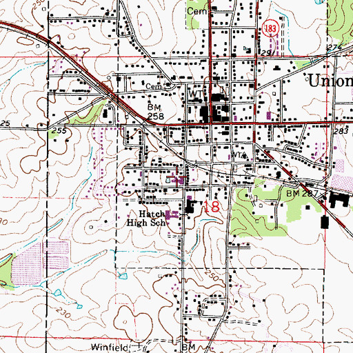Topographic Map of Uniontown District Academy (historical), AL