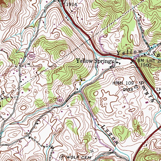 Topographic Map of Yellow Spring United Methodist Church, VA