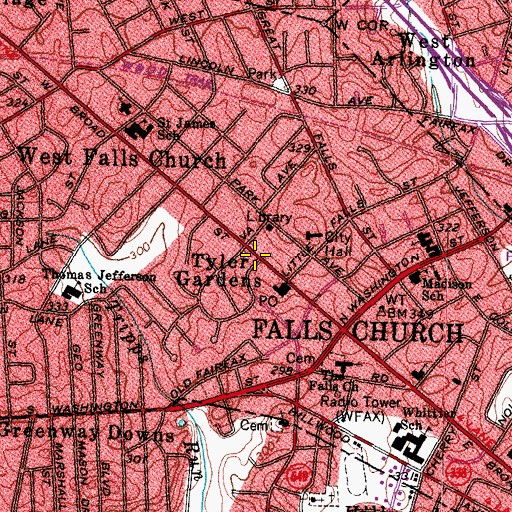 Topographic Map of City of Falls Church, VA