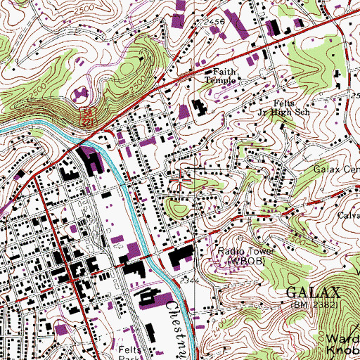Topographic Map of City of Galax, VA