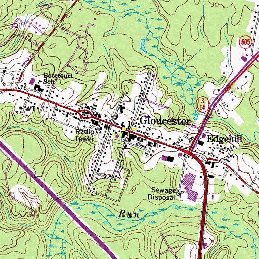 Topographic Map of Gloucester, VA