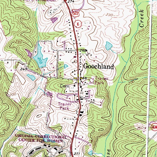 Topographic Map of Goochland, VA