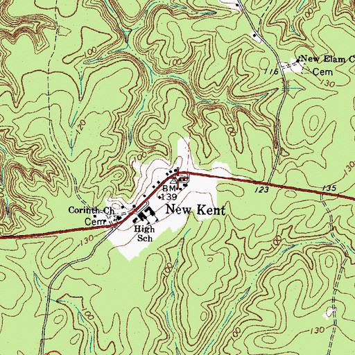 Topographic Map of New Kent, VA