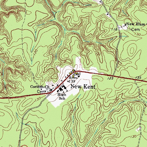 Topographic Map of New Kent, VA