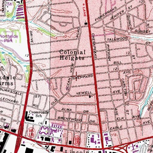 Topographic Map of City of Norfolk, VA