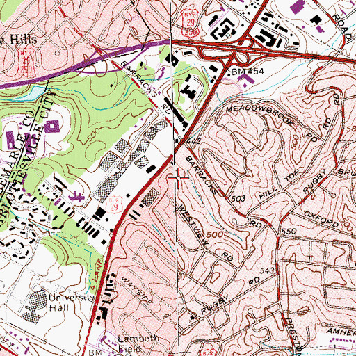 Topographic Map of University of Virginia Hospital Heliport, VA