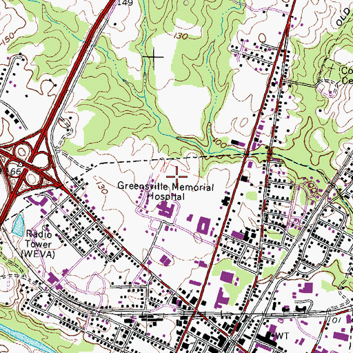 Topographic Map of Greensville Memorial Hospital Heliport, VA