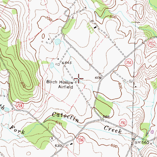 Topographic Map of Birch Hollow Airport (historical), VA