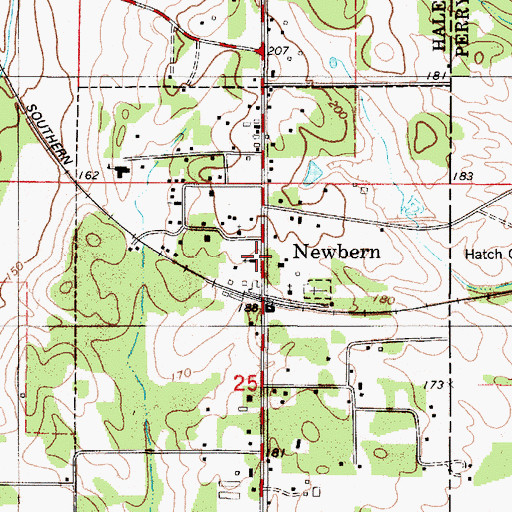 Topographic Map of Newbern Methodist Church, AL