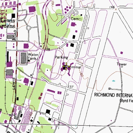 Topographic Map of Richmond International Airport, VA