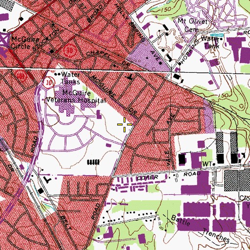 Topographic Map of McGuire Virginia Medical Center Heliport, VA