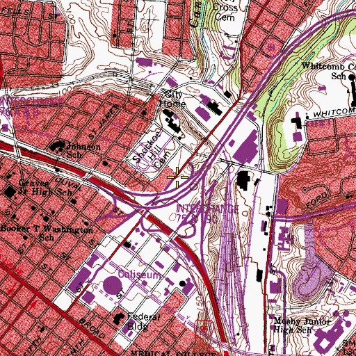 Topographic Map of MCV Heliport, VA