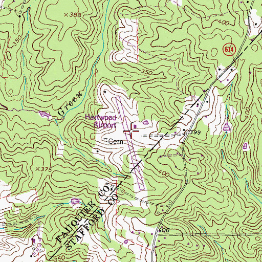 Topographic Map of Hartwood Airport (historical), VA
