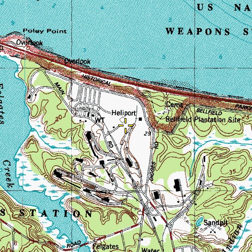 Topographic Map of Naval Weapons Station-Yorktown Helipad, VA