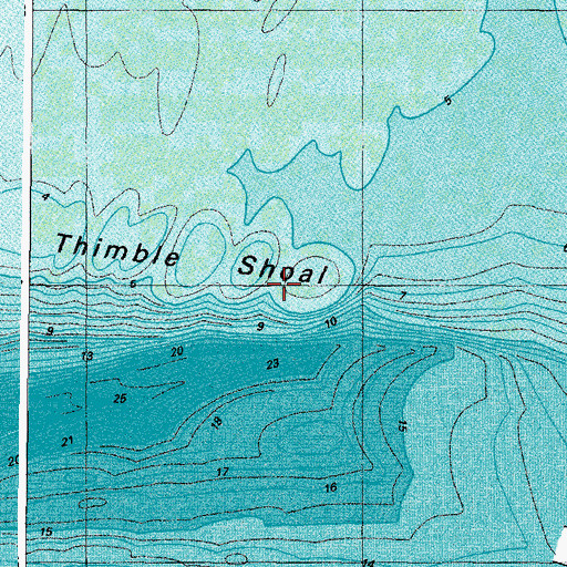 Topographic Map of Thimble Shoal, VA