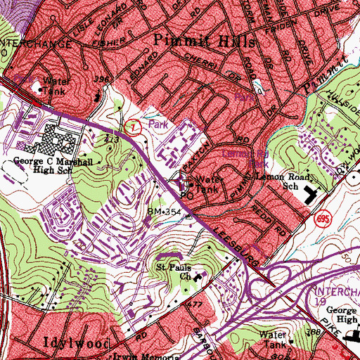 Topographic Map of Pimmit Post Office, VA