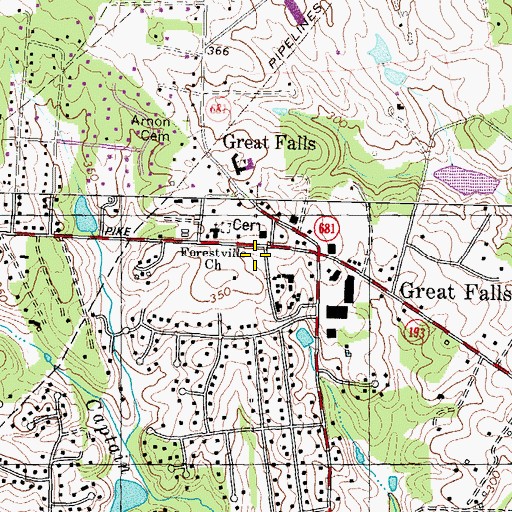 Topographic Map of Great Falls Post Office, VA