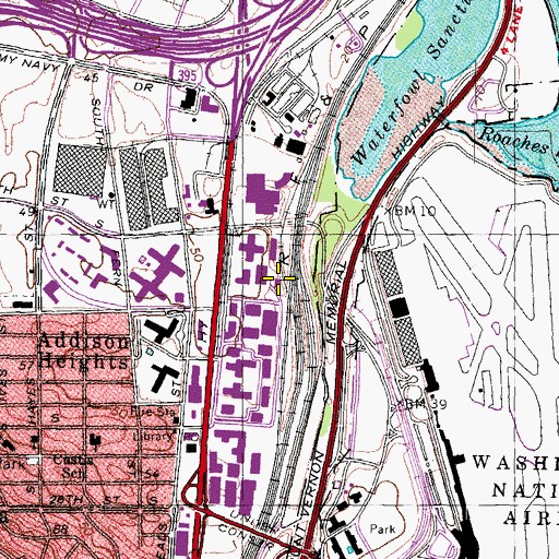 Topographic Map of Crystal City Post Office, VA