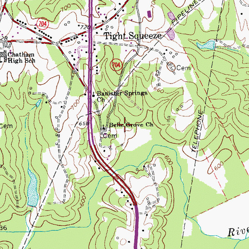 Topographic Map of WKBY-AM (Chatham), VA