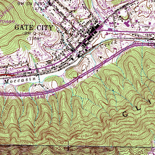 Topographic Map of WGAT-AM (Gate City), VA