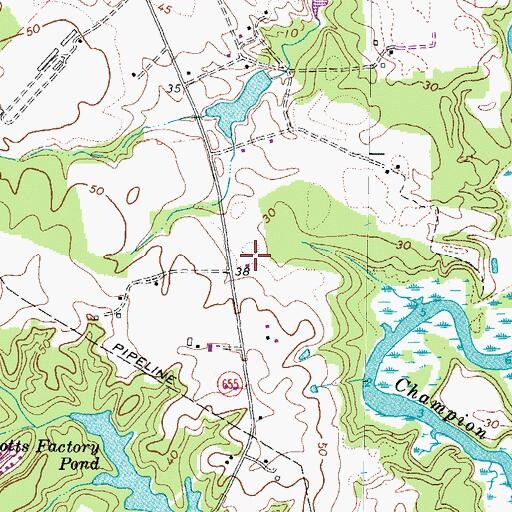 Topographic Map of WKGM-AM (Smithfield), VA