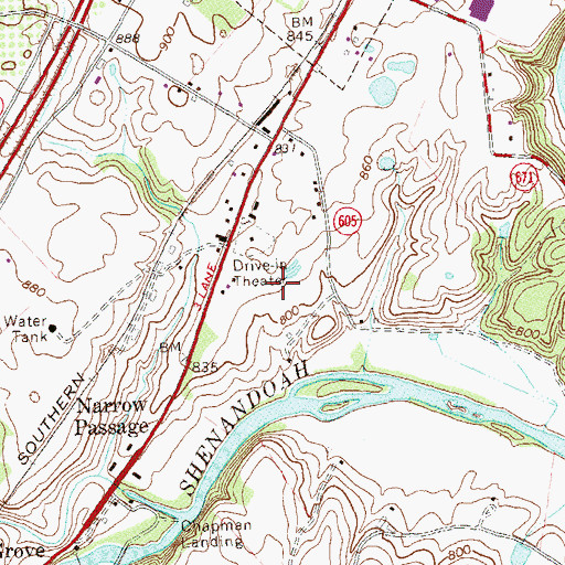 Topographic Map of WAMM-AM (Woodstock), VA