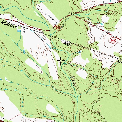 Topographic Map of WWWP-FM (Franklin), VA