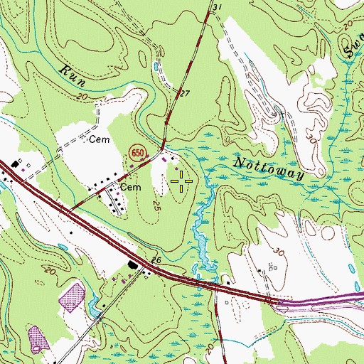 Topographic Map of WLQM-FM (Franklin), VA