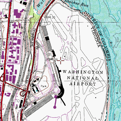 Topographic Map of Ronald Reagan Washington National Airport, VA