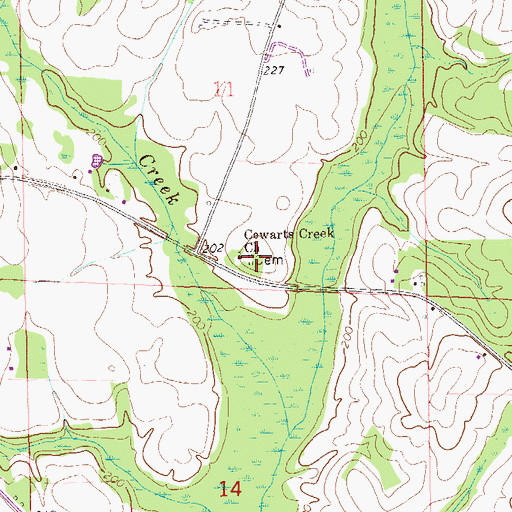 Topographic Map of Cowarts Creek Cemetery, AL