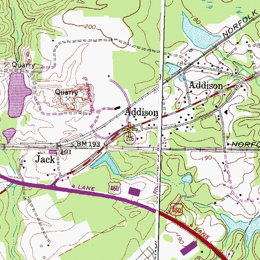 Topographic Map of Addison, VA