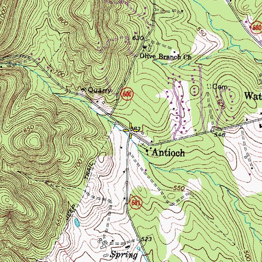 Topographic Map of Antioch, VA