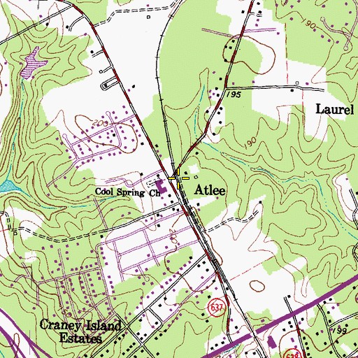 Topographic Map of Atlee, VA