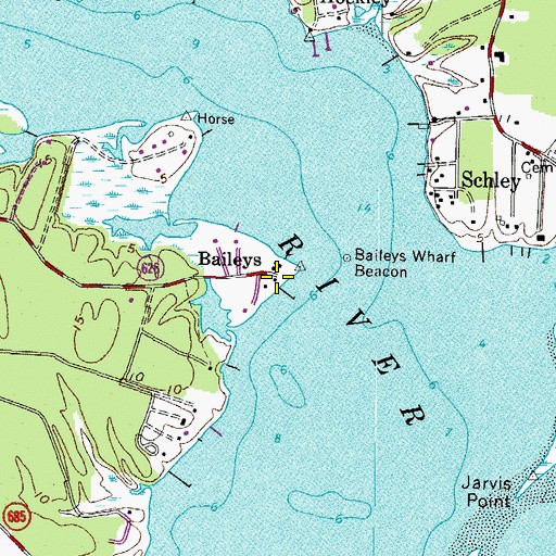 Topographic Map of Baileys, VA