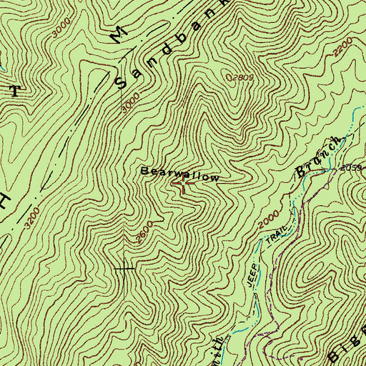 Topographic Map of Bearwallow, VA