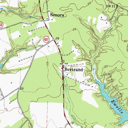 Topographic Map of Bertrand, VA