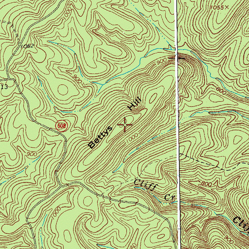 Topographic Map of Bettys Hill, VA