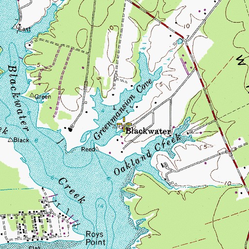 Topographic Map of Blackwater, VA