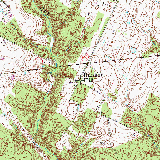 Topographic Map of Bunker Hill, VA