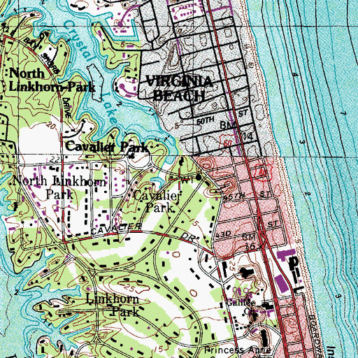 Topographic Map of Cavalier Park, VA