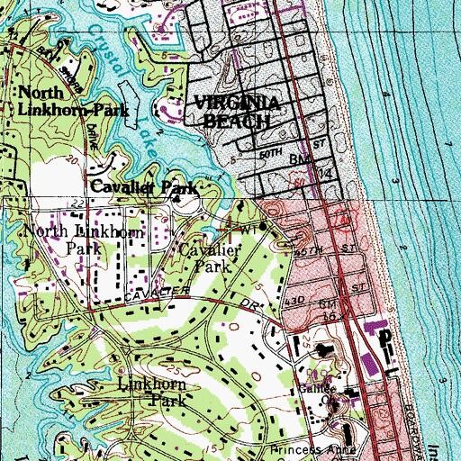 Topographic Map of Cavalier Park, VA