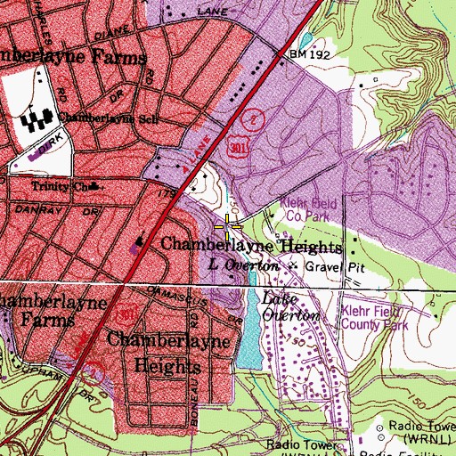 Topographic Map of Chamberlayne Heights, VA