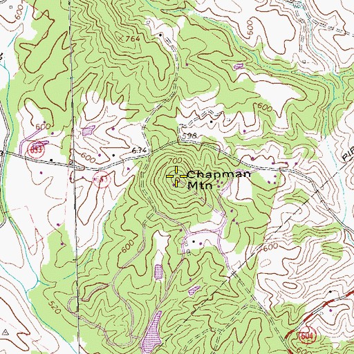 Topographic Map of Chapman Mountain, VA