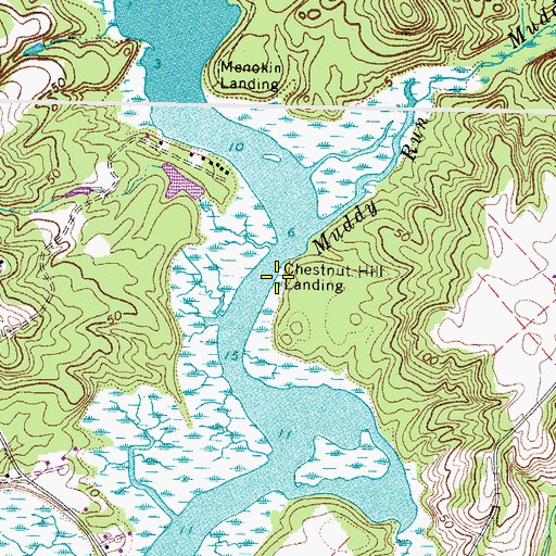 Topographic Map of Chestnut Hill Landing, VA