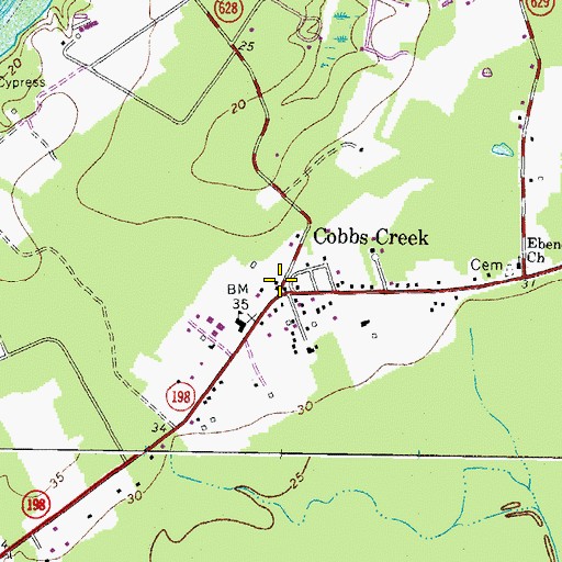 Topographic Map of Cobbs Creek, VA