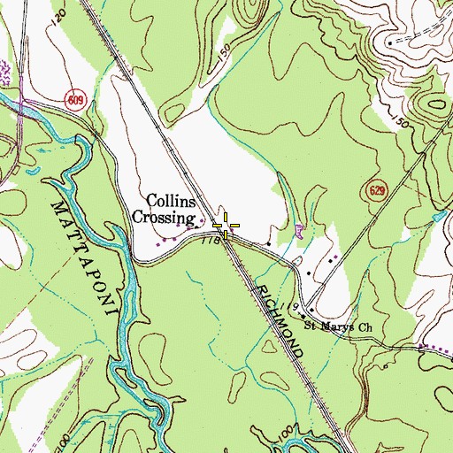 Topographic Map of Collins Crossing, VA