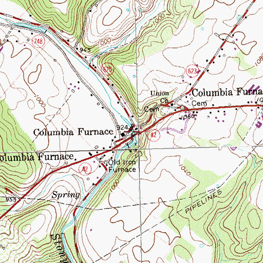 Topographic Map of Columbia Furnace, VA