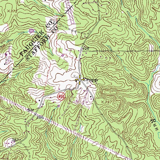 Topographic Map of Cropp, VA