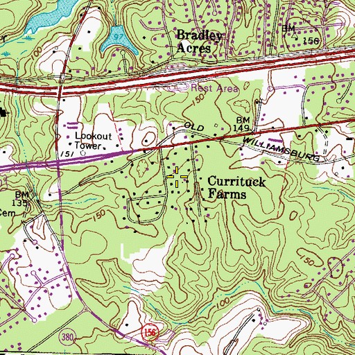 Topographic Map of Currituck Farms, VA